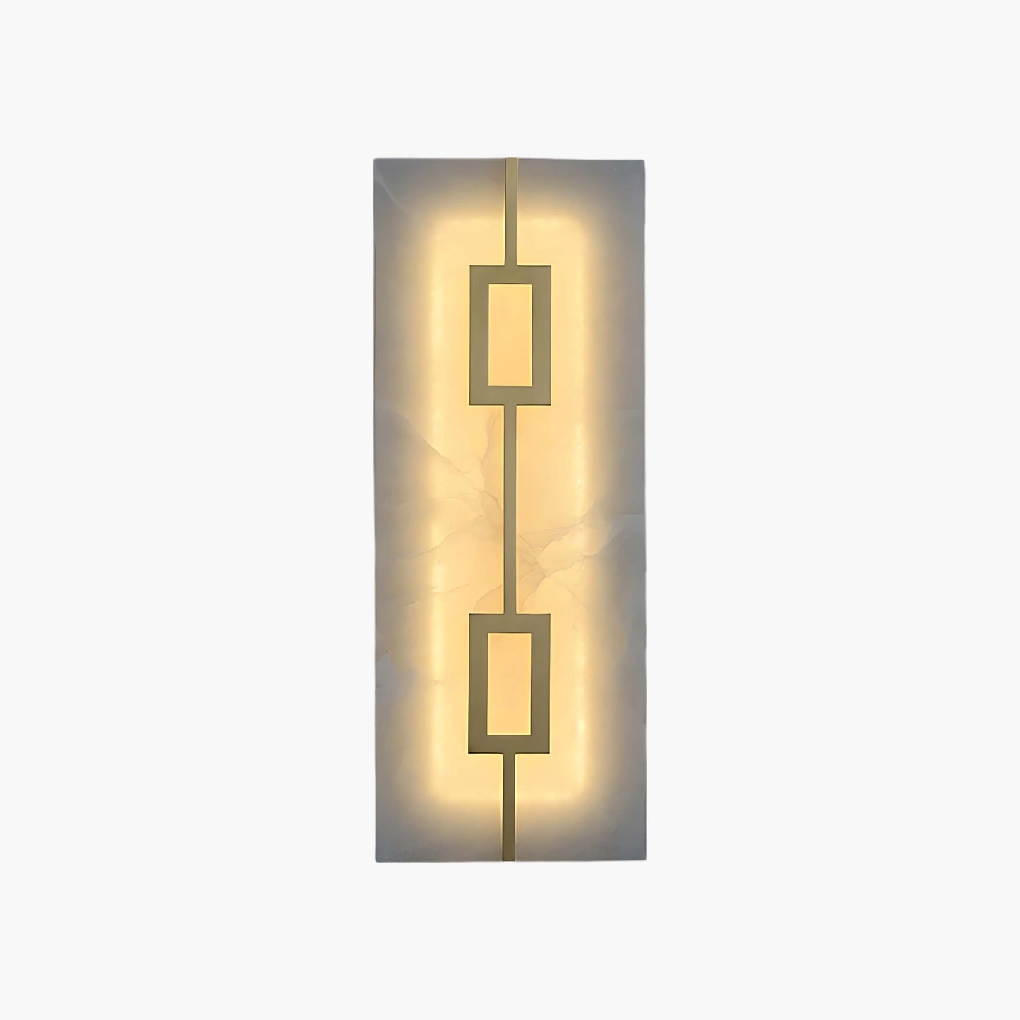 Square Alabaster Modern Brass Wall Lamp