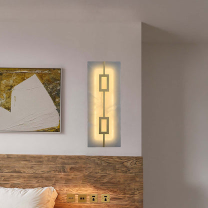 Square Alabaster Modern Brass Wall Lamp