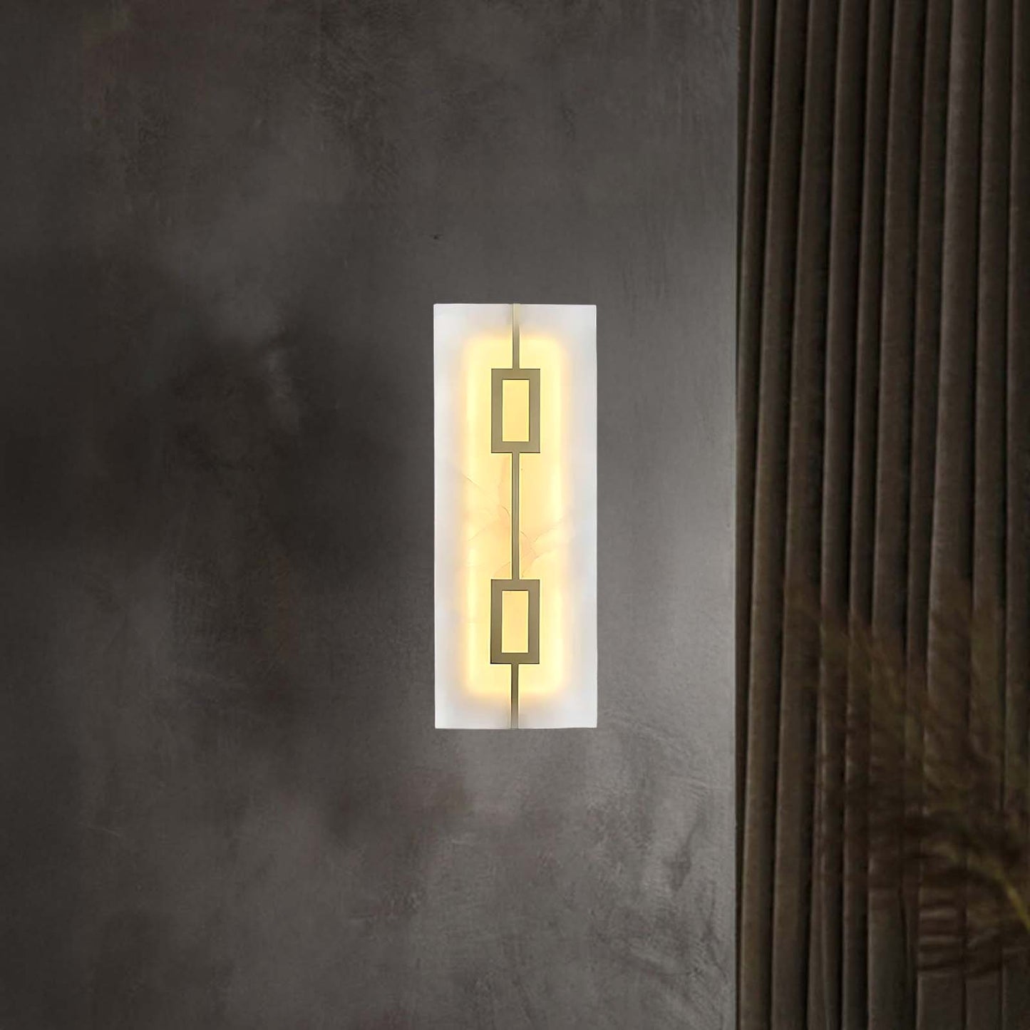 Square Alabaster Modern Brass Wall Lamp