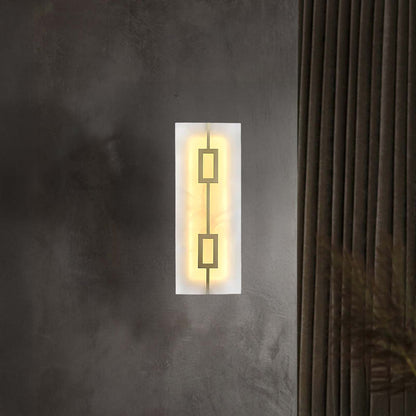 Square Alabaster Modern Brass Wall Lamp