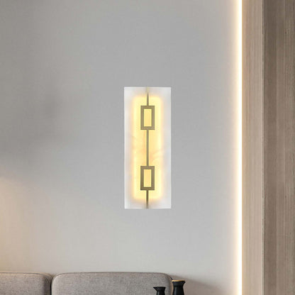 Square Alabaster Modern Brass Wall Lamp