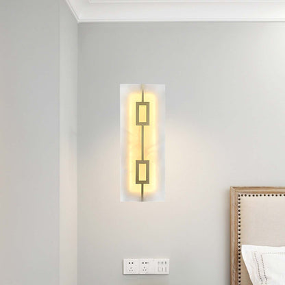 Square Alabaster Modern Brass Wall Lamp