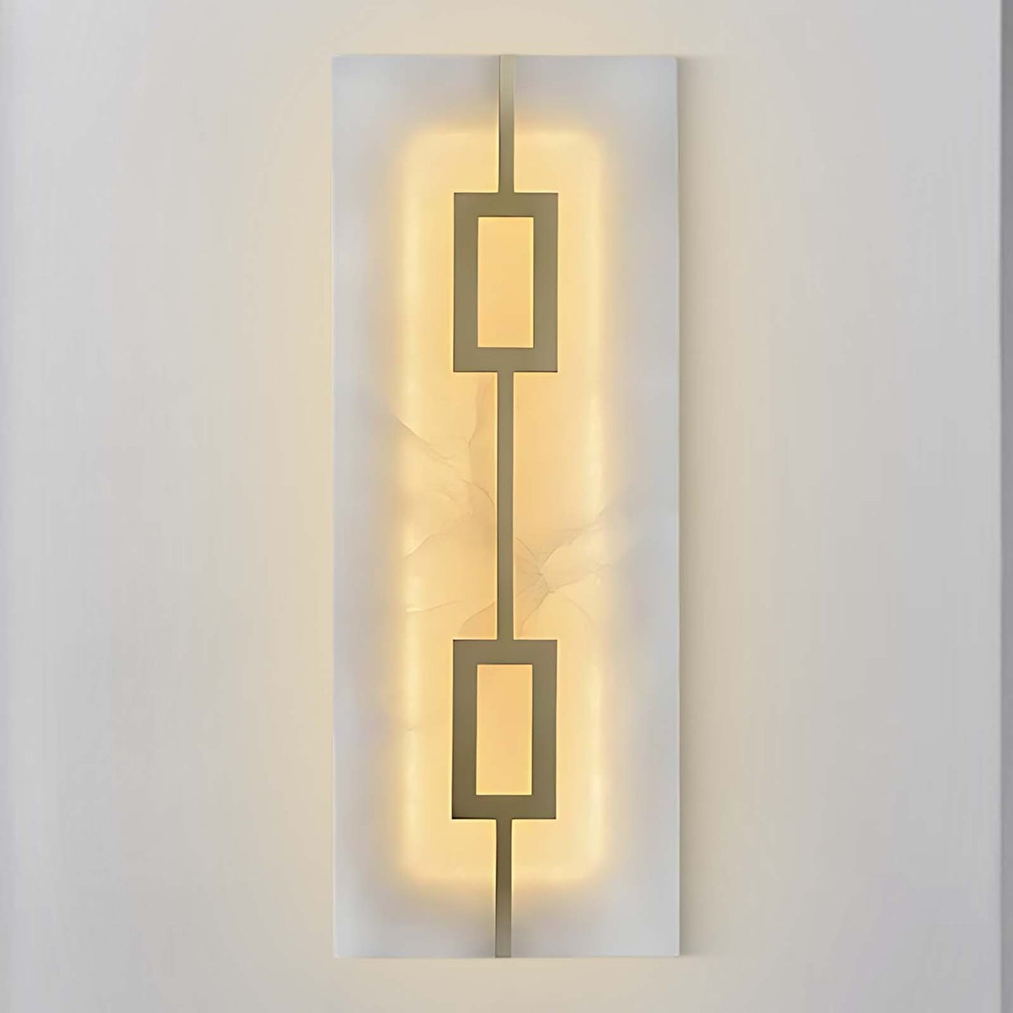 Square Alabaster Modern Brass Wall Lamp