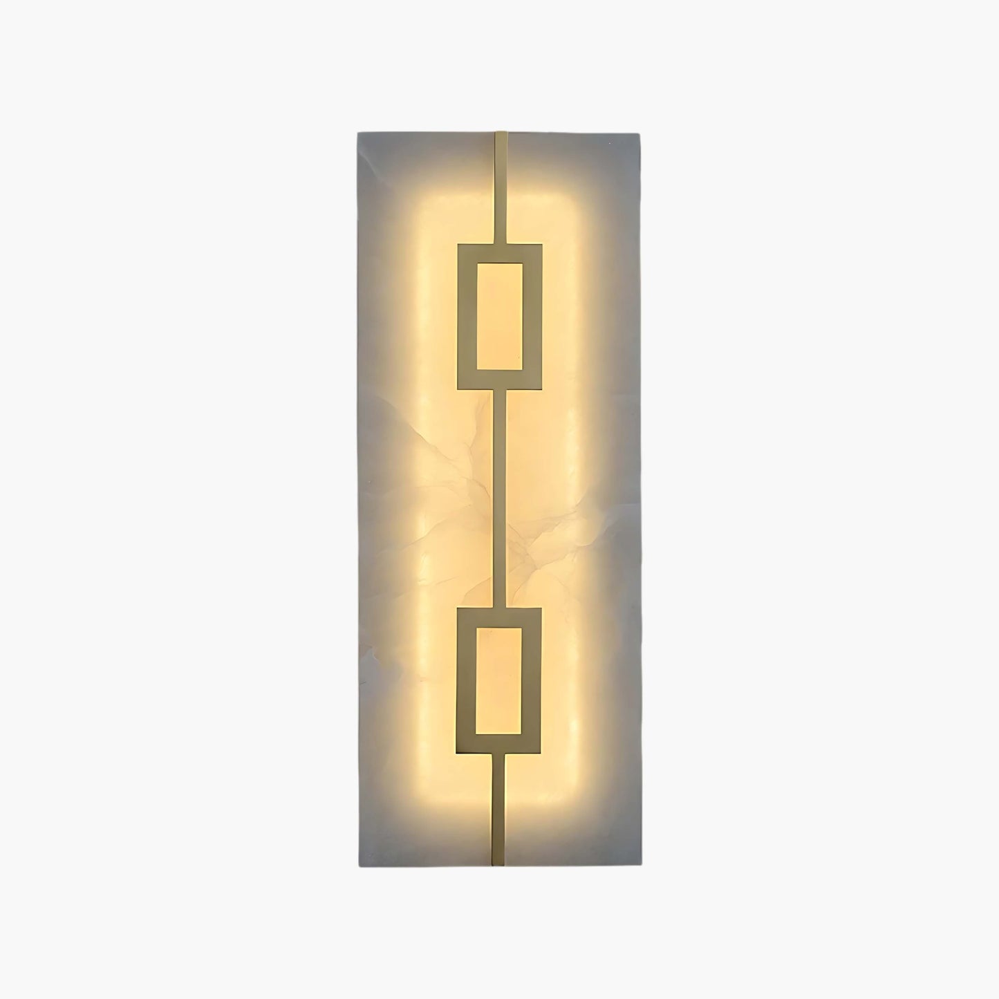 Square Alabaster Modern Brass Wall Lamp