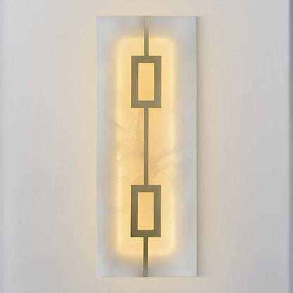 Square Alabaster Modern Brass Wall Lamp