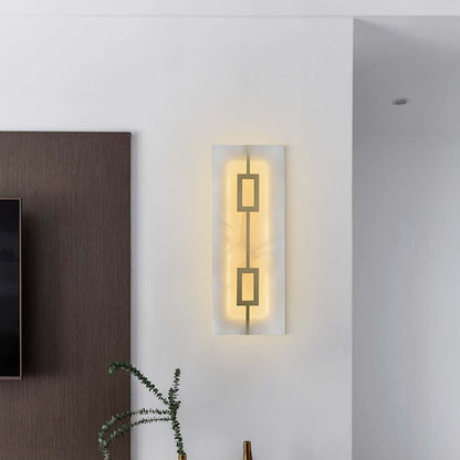 Square Alabaster Modern Brass Wall Lamp