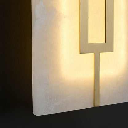 Square Alabaster Modern Brass Wall Lamp