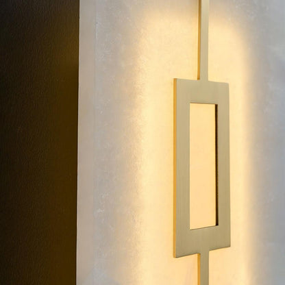 Square Alabaster Modern Brass Wall Lamp