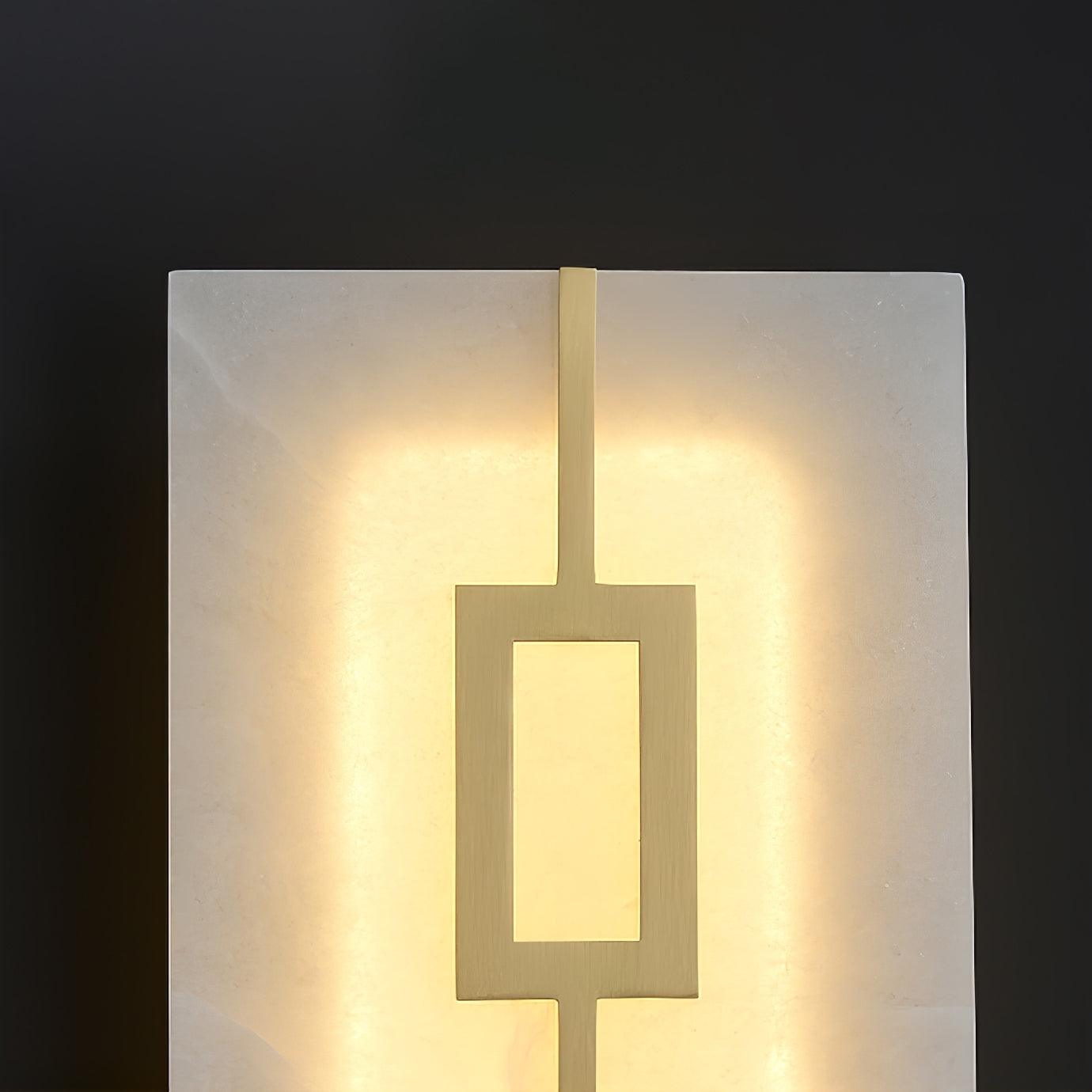 Square Alabaster Modern Brass Wall Lamp