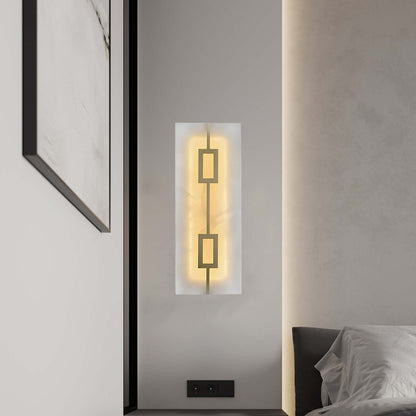 Square Alabaster Modern Brass Wall Lamp