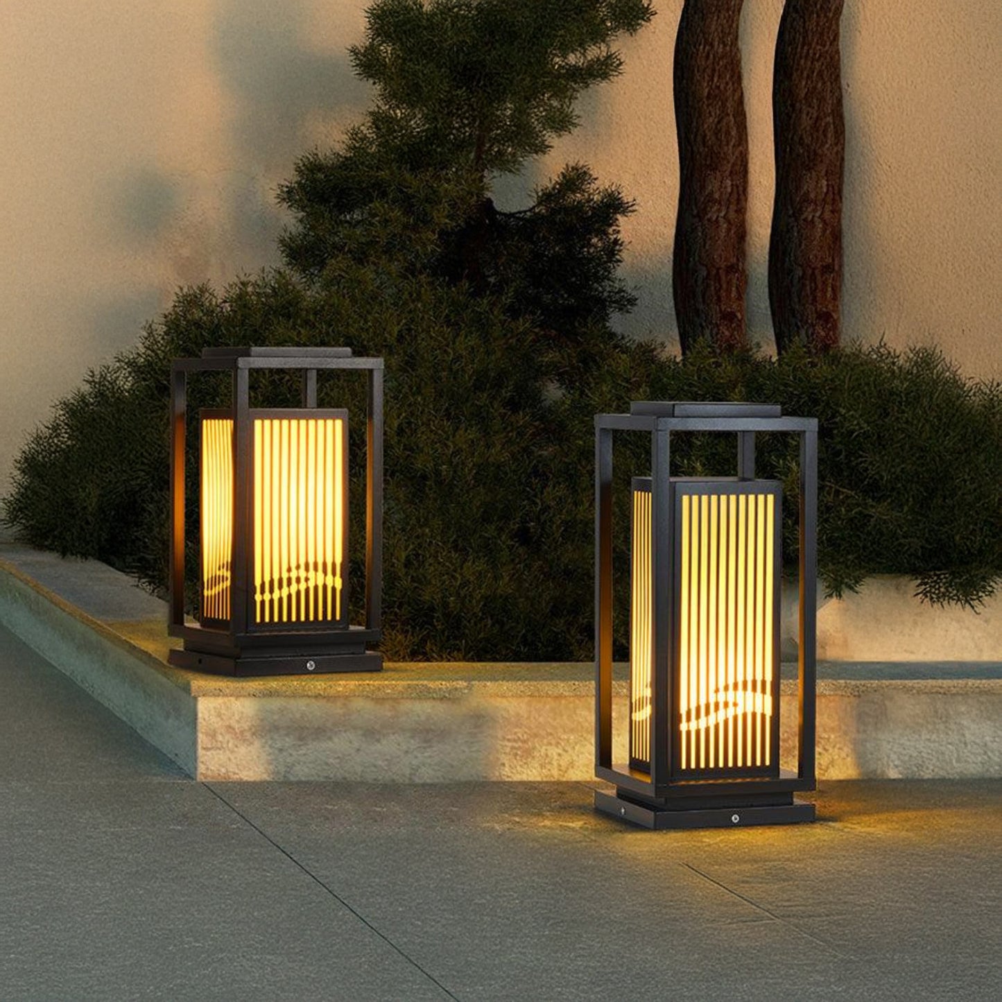 Square Cage Modern Metal Outdoor Light