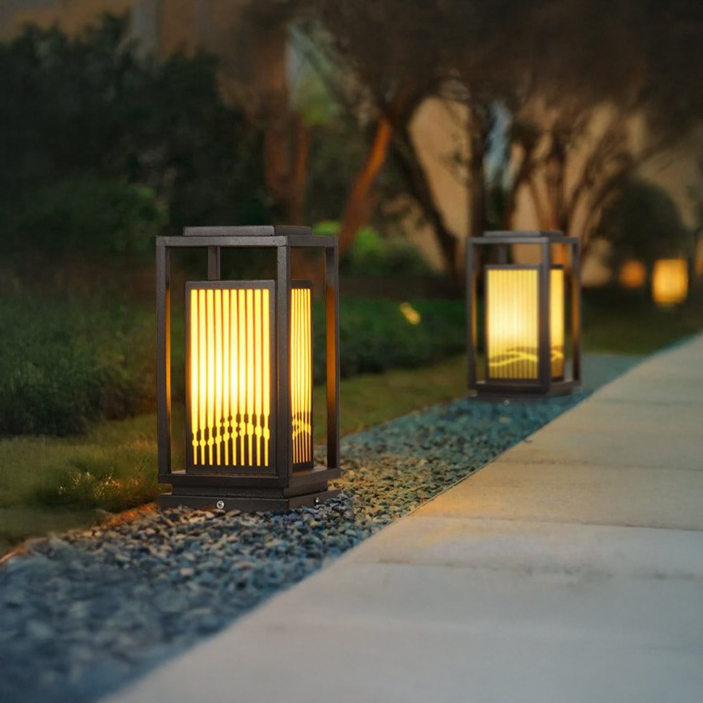 Square Cage Modern Metal Outdoor Light