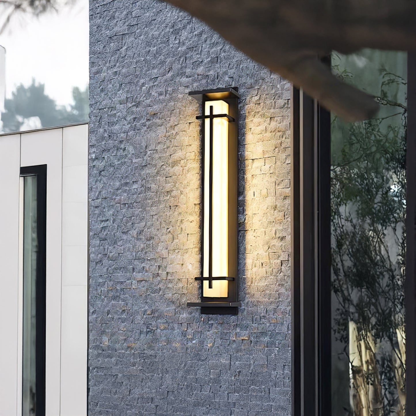 Square Outdoor Art Deco Steel Wall Light