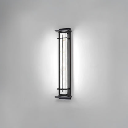 Square Outdoor Art Deco Steel Wall Light