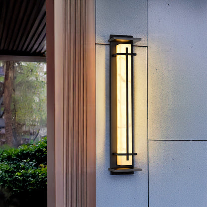 Square Outdoor Art Deco Steel Wall Light