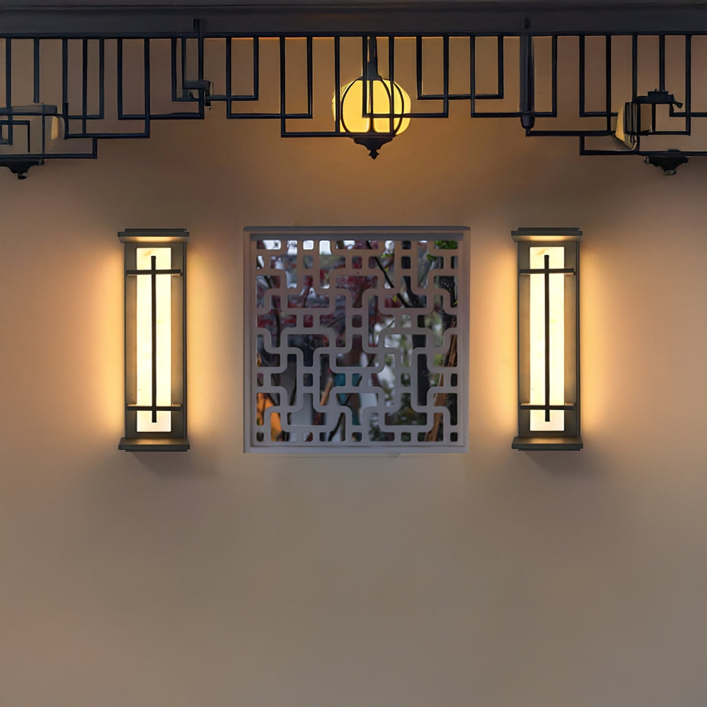 Square Outdoor Art Deco Steel Wall Light