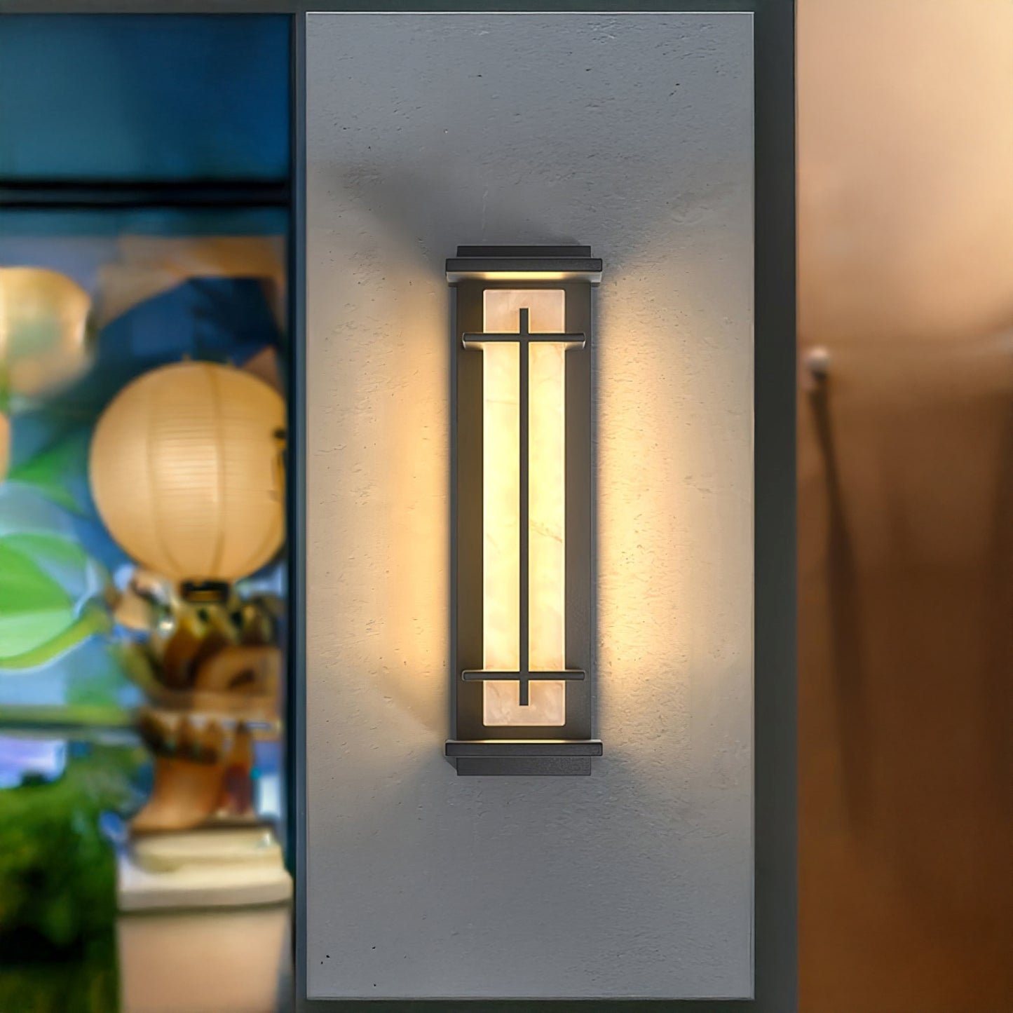 Square Outdoor Art Deco Steel Wall Light