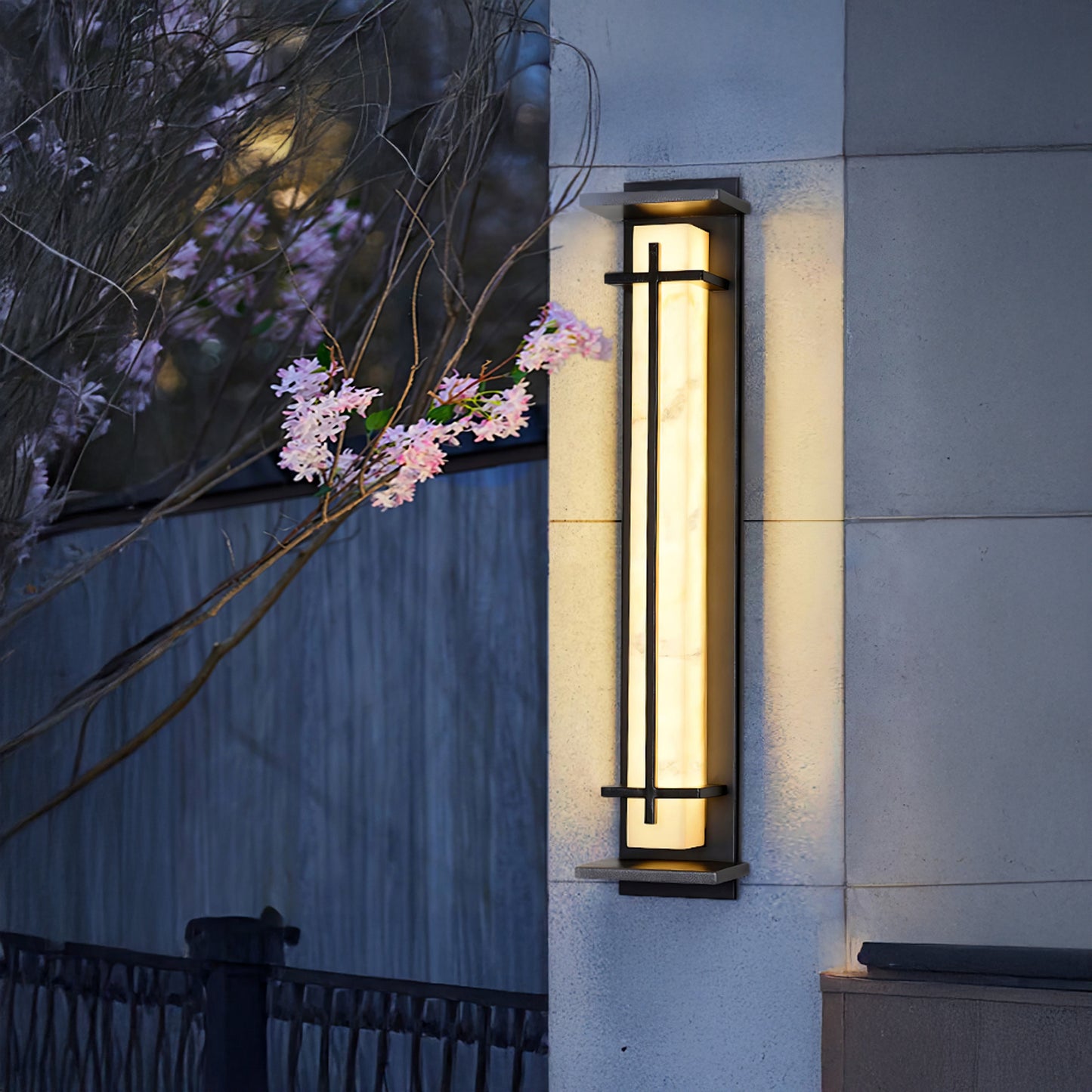 Square Outdoor Art Deco Steel Wall Light