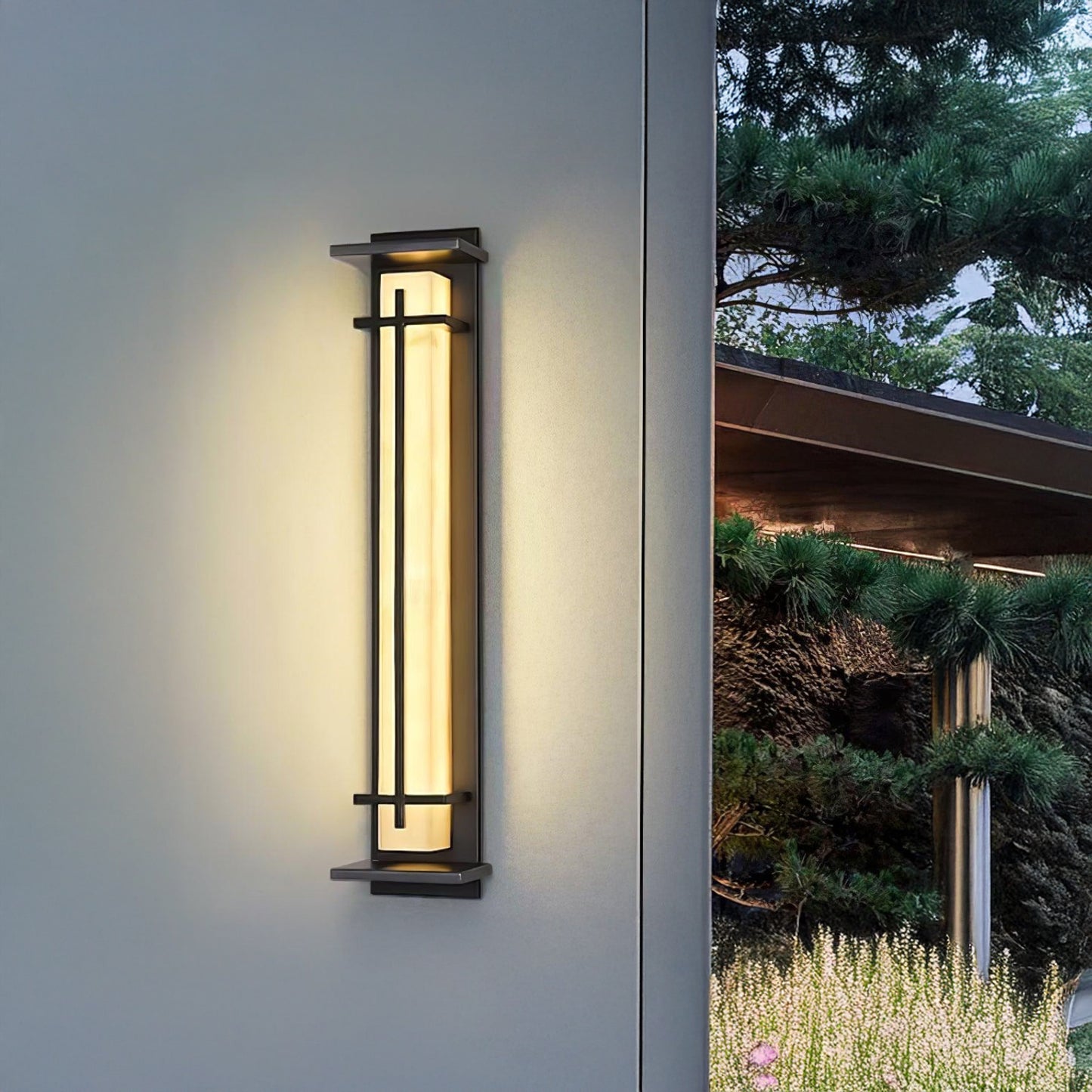 Square Outdoor Art Deco Steel Wall Light