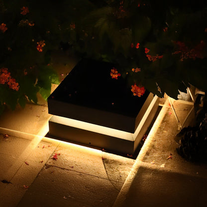 Square Post Eclectic Metal Outdoor Light