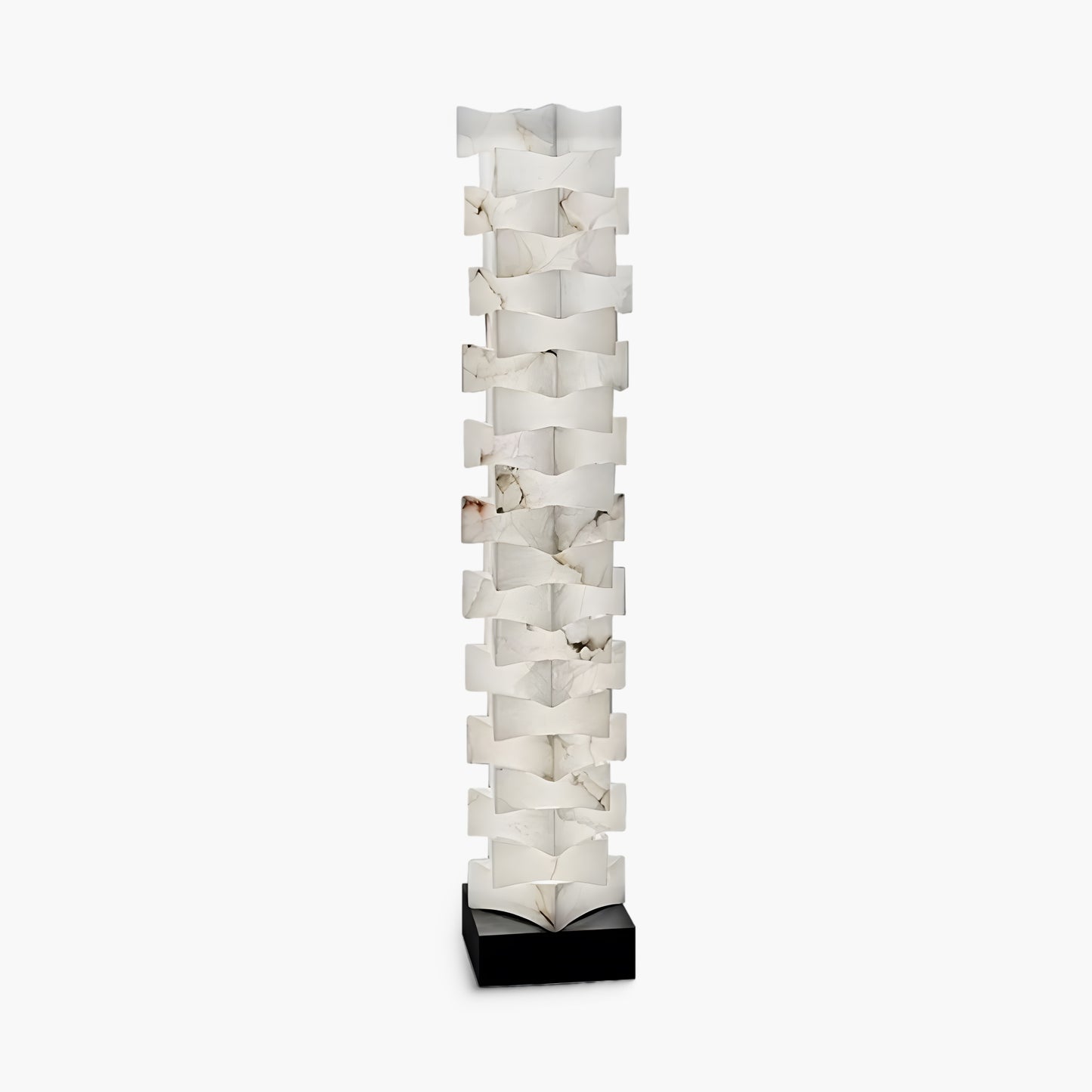 Stacked Alabaster Squares Classic Metal Floor Lamp