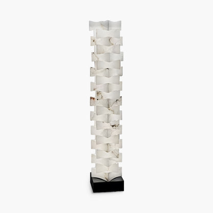 Stacked Alabaster Squares Classic Metal Floor Lamp