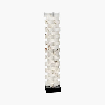 Stacked Alabaster Squares Classic Metal Floor Lamp