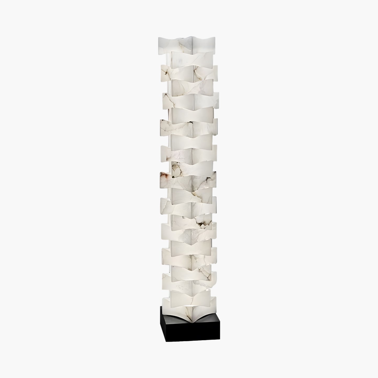 Stacked Alabaster Squares Classic Metal Floor Lamp