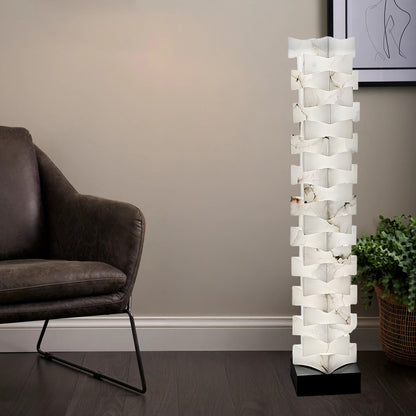 Stacked Alabaster Squares Classic Metal Floor Lamp