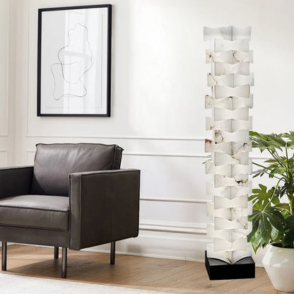 Stacked Alabaster Squares Classic Metal Floor Lamp