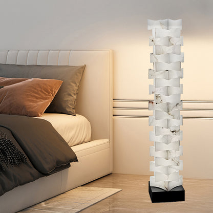 Stacked Alabaster Squares Classic Metal Floor Lamp