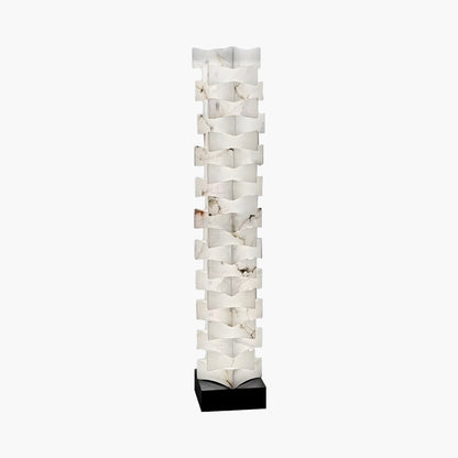 Stacked Alabaster Squares Classic Metal Floor Lamp