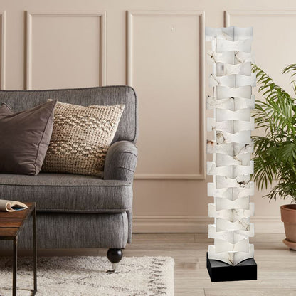 Stacked Alabaster Squares Classic Metal Floor Lamp