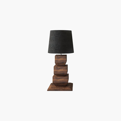 Stacked Wooden Rustic Metal Table Lamp