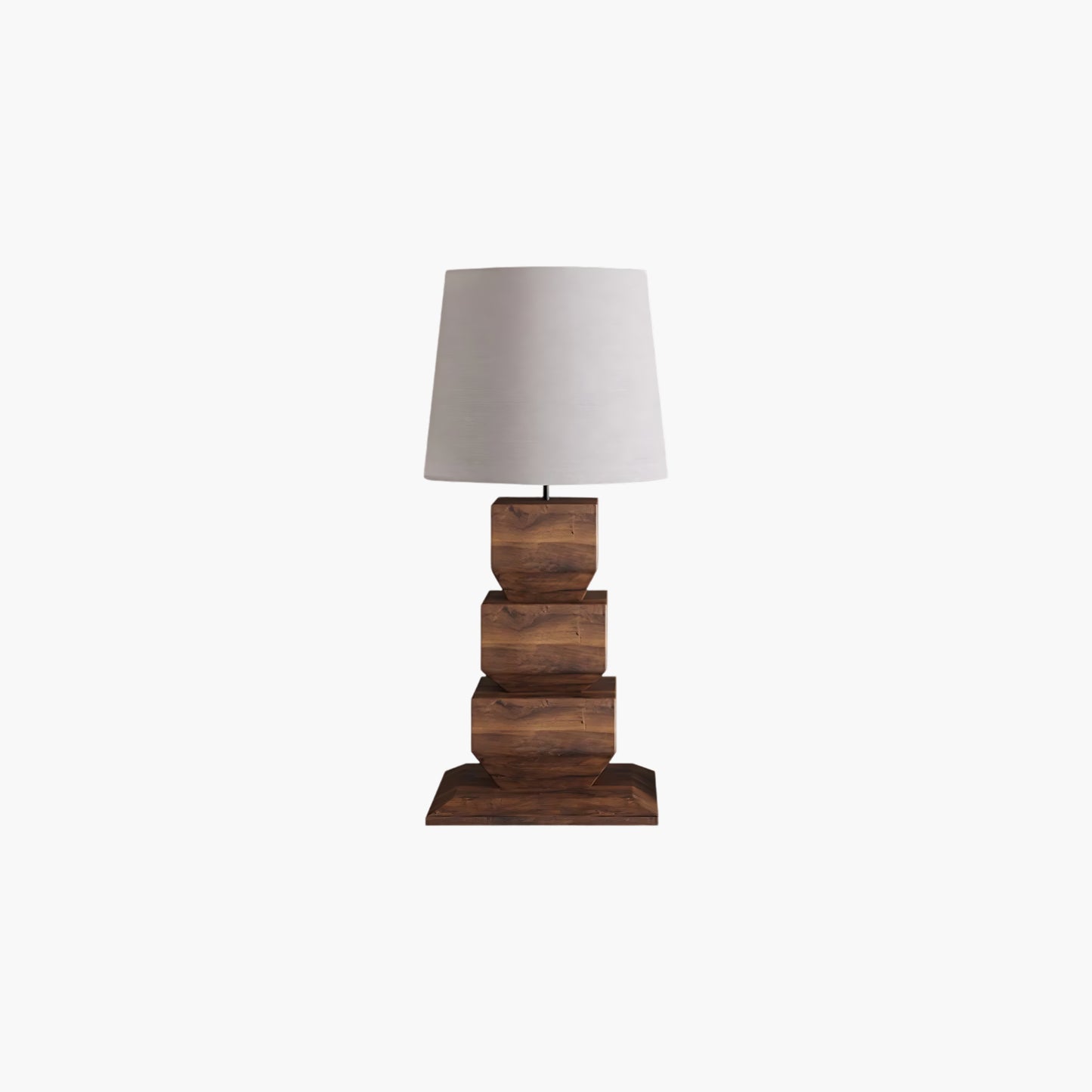 Stacked Wooden Rustic Metal Table Lamp