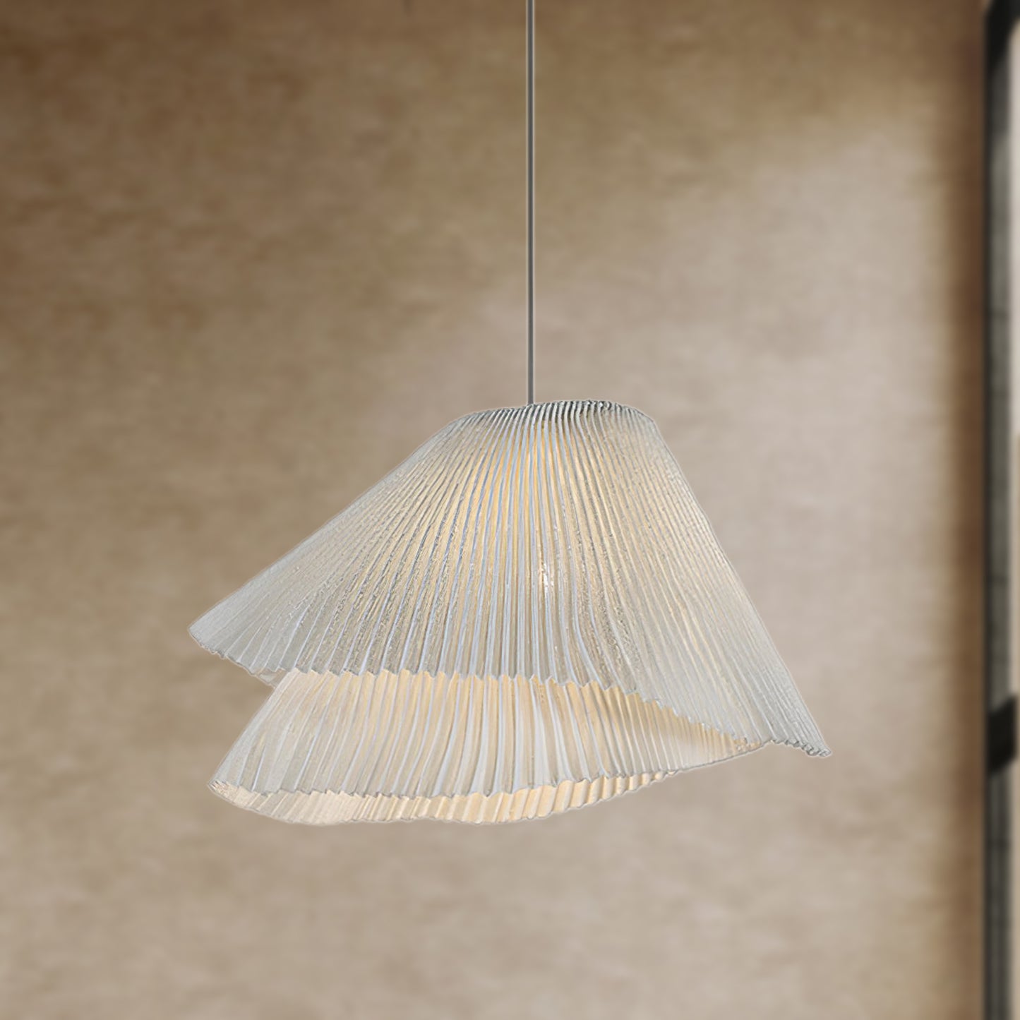 Stainless Pleated Art Deco Steel Pendant Lamp