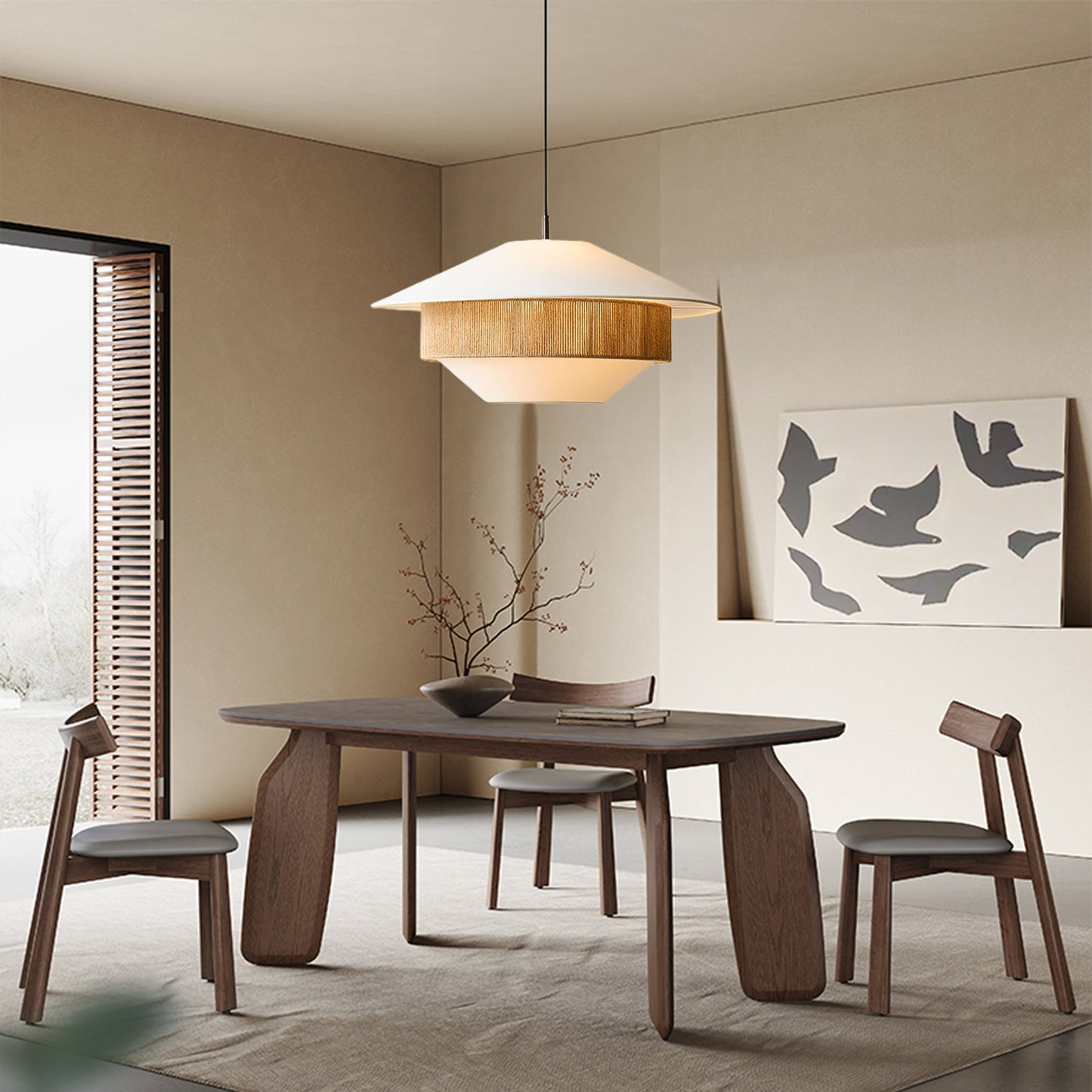 Stevie Woven Minimalist Metal Pendant Lamp