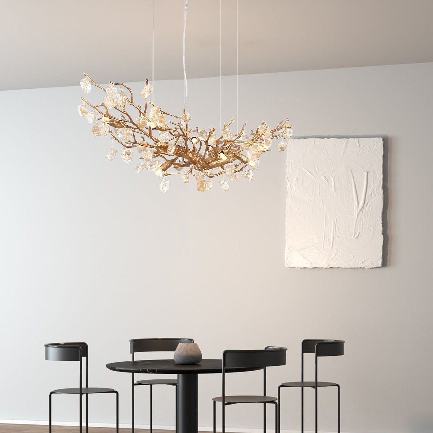 Stone Crystal Classic Brass Chandelier