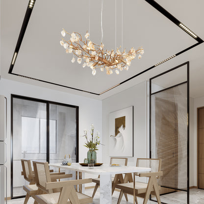 Stone Crystal Classic Brass Chandelier