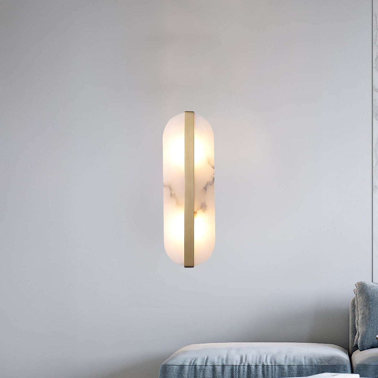 Stone Eclectic Metal Wall Alabaster LED Sconce