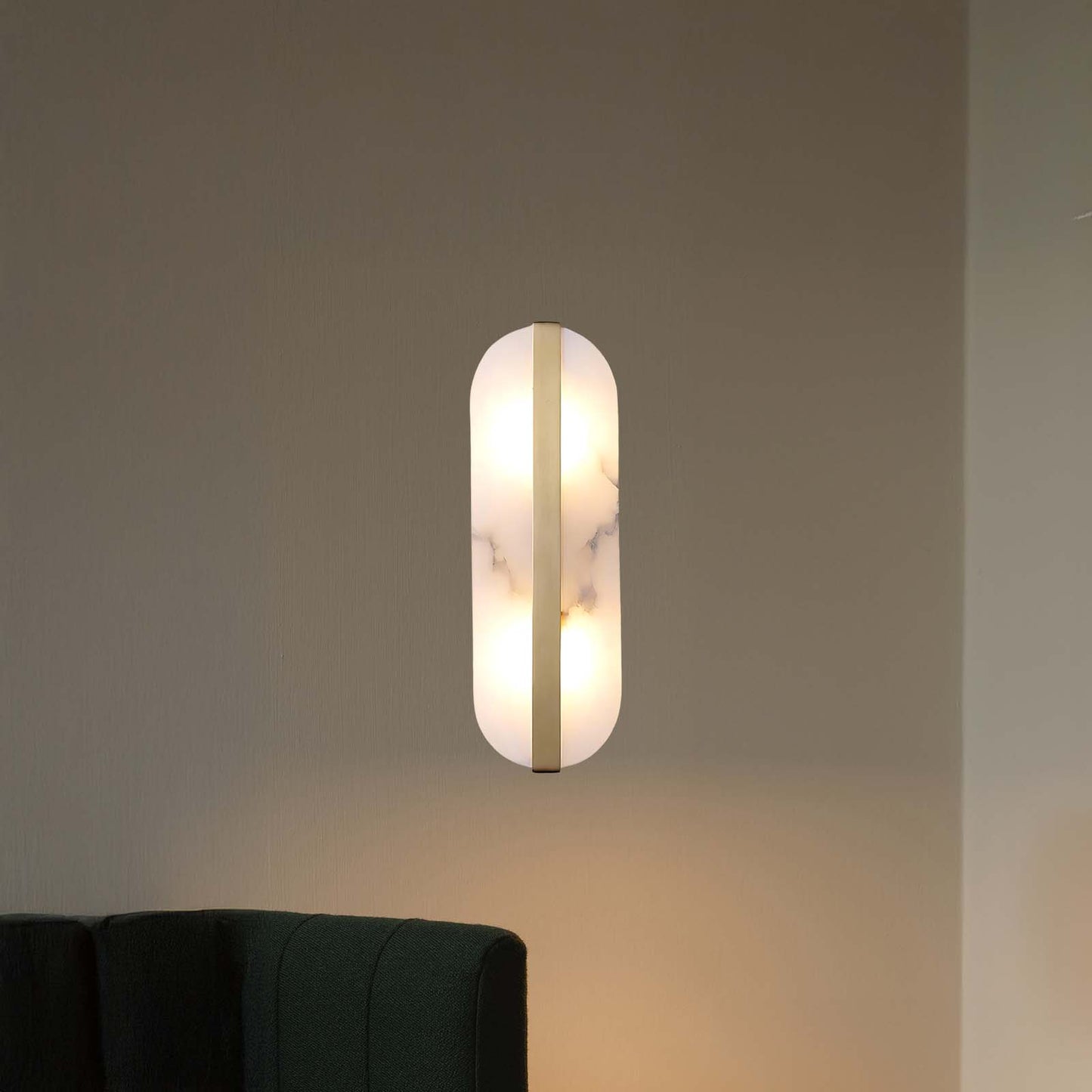 Stone Eclectic Metal Wall Alabaster LED Sconce