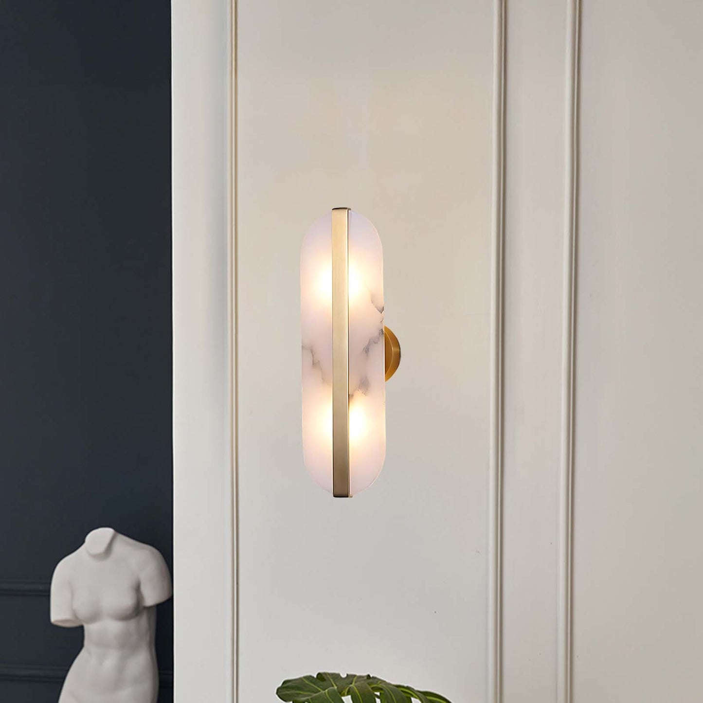 Stone Eclectic Metal Wall Alabaster LED Sconce