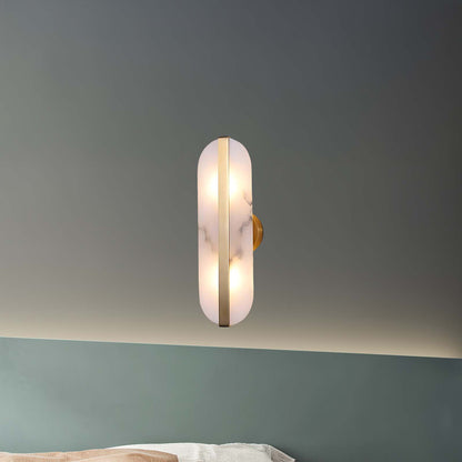 Stone Eclectic Metal Wall Alabaster LED Sconce