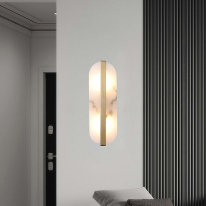 Stone Eclectic Metal Wall Alabaster LED Sconce