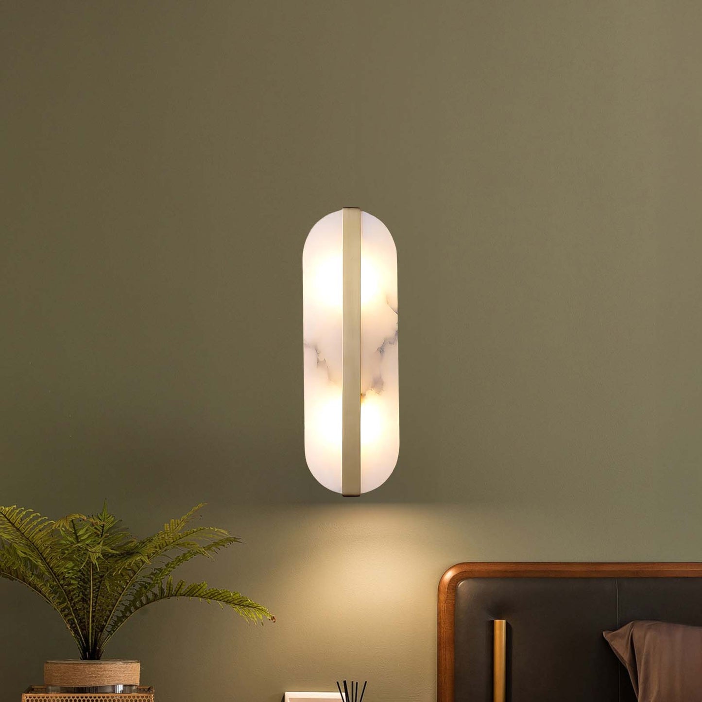 Stone Eclectic Metal Wall Alabaster LED Sconce