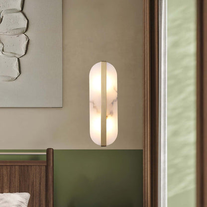 Stone Eclectic Metal Wall Alabaster LED Sconce