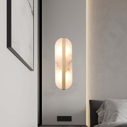 Stone Eclectic Metal Wall Alabaster LED Sconce