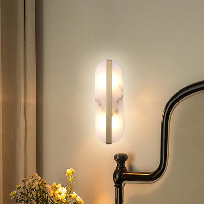 Stone Eclectic Metal Wall Alabaster LED Sconce