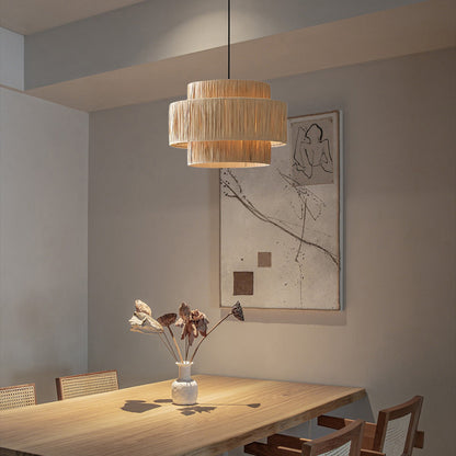 Straw Art Eclectic Metal Pendant Light