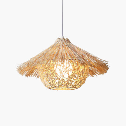 Straw Hat Traditional Material Pendant Light